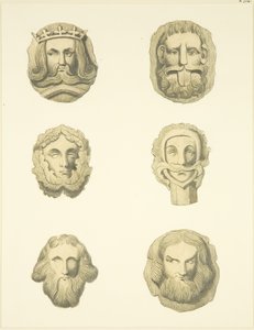 Groin stones (bosses) in ceiling of Redcliffe Church (watercolor on paper) بواسطة جوزيف مانينغ