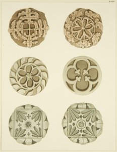 Groin stones (bosses) in ceiling of St Mary Redcliffe (watercolor on paper) بواسطة جوزيف مانينغ