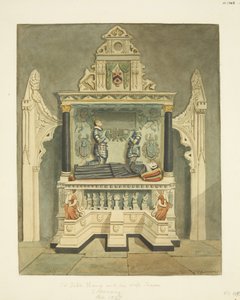 Monument to Sir John Young and his wife Joan (née Wadham) in Bristol Cathedral (pencil & watercolor on paper) بواسطة جوزيف مانينغ