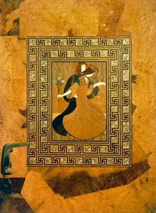 مشهد غالانت ، ترصيع زخرفي على باب قاعة الموسيقى ، رسم جوزيف ماريا أولبريتش (1867-1908) ، فيينا ، النمسا