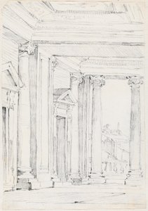 Portico في Palazzo Nuovo ، في Campidoglio بواسطة جوزيف ماري فين