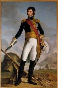 Portrait en pied de Jean Baptiste Jules Bernadotte (1763-1844) prince de Ponte Corvo then Charles Jean XIV, king of Suede in 1818, represented in 1804 Painting by Joseph Nicolas Jouy (1809-1880) 1852. Dim. 2,1x1,4 m. بواسطة جوزيف نيكولاس جوي