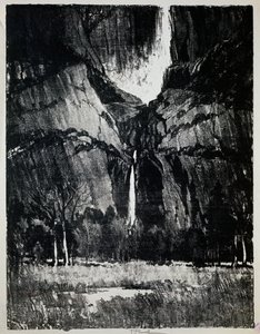 عند سفح الشلال ، رسم لجوزيف بينيل (1857-1926) ، نقش