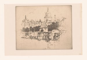 ينظر القديس بولس من النهر سانت بول فوق سلالم المعبد (العنوان على الكائن) بواسطة جوزيف بينيل