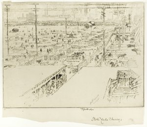 ساحات الأسهم ، شيكاغو بواسطة Joseph Pennell