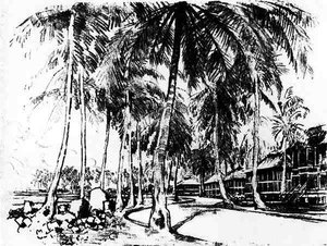 الحي الأمريكي ، اللوحة الأولى من قناة بنما لجوزيف بينيل ، 1912 (فحم على ورق) بواسطة جوزيف بينيل