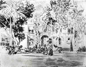 الكاتدرائية ، اللوحة السادسة والعشرون من قناة بنما جوزيف بينيل ، 1912 (فحم على ورق) بواسطة جوزيف بينيل