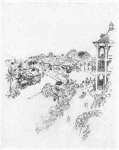 مدينة بنما من فندق تيفولي ، أنكون ، من "قناة بنما" لجوزيف بينيل ، 1912 (فحم على ورق) بواسطة جوزيف بينيل