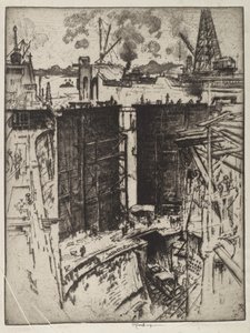 بوابة الحرس ، غاتون لوك ، بنما ، 1912 (النقش على الورق) بواسطة جوزيف بينيل