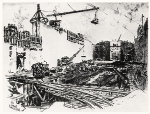 جدران بيدرون ميغيل ، اللوحة XX من قناة بنما لجوزيف بينيل ، 1912 (فحم على ورق)