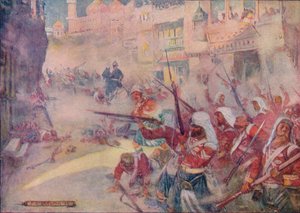 شوهد الجنود البريطانيون يشقون طريقهم عبر الشوارع ، 1908 ، c1920. بواسطة جوزيف راتكليف سكيلتون