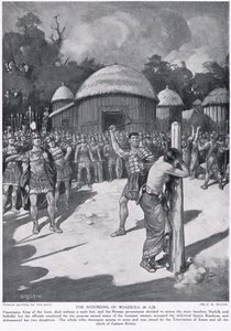 آفة Boadicea ، التوضيح من "تاريخ الأمم هاتشينسون" ، ج .1910 بواسطة جوزيف راتكليف سكيلتون