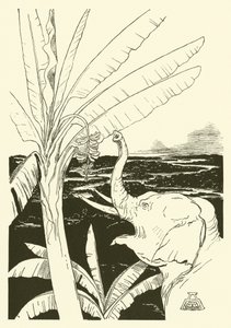 طفل الفيل يسحب الموز (نقش)