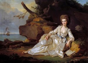 صورة لدوقة شارتر (1753-1821) في حضور سفينة الروح القدس التي تنقل دوق شارتر إلى معركة أويسانت رسم جوزيف سيفريد دوبليسيس (1725-1802) (جوزيف سيفريد ، جوزيف سيفريد ، جوزيف) سيفريد ، جوزيه