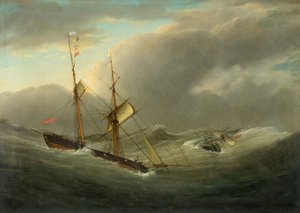 العميد توم كود ينقذ طاقم "لا بلاتا" حوالي عام 1840 (زيت على قماش)