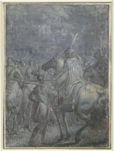 قائد الجيش على ظهور الخيل مع فرسان آخرين مجموعة من الرسوم التوضيحية المتشابهة مع الفرسان والفرسان (عنوان السلسلة)