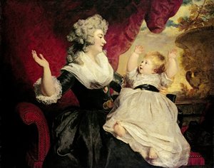 Georgiana, Duchess of Devonshire with her infant daughter Lady Georgiana Cavendish (oil on canvas) بواسطة جوشوا رينولدز