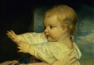 صورة لكارولين ، دوقة مارلبورو مع ابنتها ليدي كارولين سبنسر ، تفاصيل زيت على قماش 1764-67 تفاصيل 91073