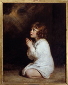 صموئيل الصغير في الصلاة رسم جوشوا رينولدز (1723-1792) 1777 صن. 0،89x0،7 m متحف مونبلييه فابر - الرضيع صموئيل يصلي. لوحة لجوشوا رينولدز (1723-1792)