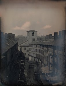 عرض أسفل شارع براتل من استوديو ساوثوورث آند هاوز في 5 12 تريمونت رو ، بوسطن ، 1855. المؤلفون: جوشيا جونسون هاوز ، ألبرت ساندز ساوثوورث. بواسطة يوشيا جونسون هاوز ، ألبرت ساندز ساوثوورث