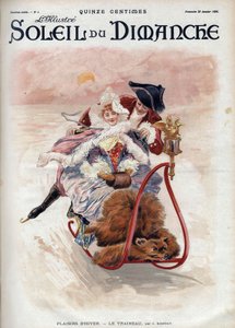 متعة الشتاء: مزلقة. زوجان أنيقان يتزلجان على الجليد ويتزلجان على الجليد. وفقًا لـ J. Koppay. نقش في "Le sun-du-dimanche" ، 22 يناير بواسطة جوزي أرباد كوباي