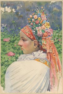 زوجان العروس السلوفاكية أوبركا ، جوزا (1861-1940). زيت على قماش ، مقاس: 54.8 × 37 بواسطة Joža Uprka