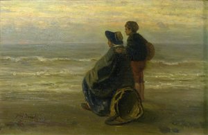 الأم والطفل على شاطئ البحر ، ج. 1890.