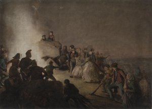 شارع. الأمسية الهانزية. والفلاحون الذين أشعلوا النيران في تل ضخم يرقصون حول النار بواسطة يورغن في