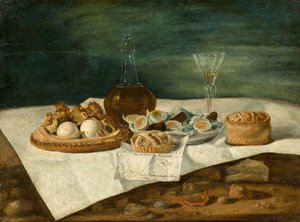 الحياة الساكنة مع المعجنات والنبيذ والبيض ، c.1770-1790