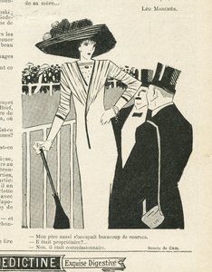 رسم توضيحي لـ J Gris (1887-1927) في Le Lire ، 02/10/09 - أزياء ، قبعة ، حياة الأغنياء ، هيبيزم - نساء بواسطة خوان جريس