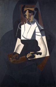 امرأة مع مندولين ، بعد Corot ، 1916 (زيت على خشب رقائقي)