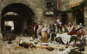مأدبة متقطعة - Garate y Clavero، Juan Jose (1870-1939) - زيت على نحاس - 49x78 - متحف Carmen Thyssen ، ملقة بواسطة خوان خوسيه غاراتي وكلافيرو