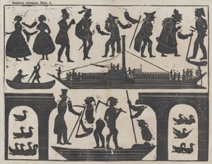 ورقة 4 من الأرقام لدمى الظل الصينية ، كاليفورنيا. 1850-70.