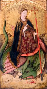 القديسة مارغريت من أنطاكية بيسيدية أو سانت مارين "" - القديسة مارغريت - Pezinture بواسطة Juan Rexach (نشط 1431-1482) - حوالي 1455 - تمبرا على لوحة - 123x65 - Museu Nacional d