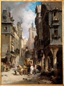 A rue de Morlaix في عام 1830 لوحة بواسطة Jules Achille Noel (1815-1881) 1830 Quimper ، Musee des Beaux Arts بواسطة جول أخيل نويل