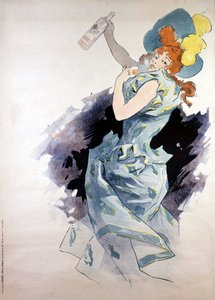 Advertising poster for Dubonnet, woman with a bottle, by Jules Cheret بواسطة جول تشيريت