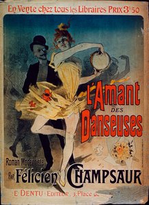 إعلان ملصق `` The Lover of Dancers &39;&39; ، رواية بقلم فيليسيان تشامبسور ، 1888