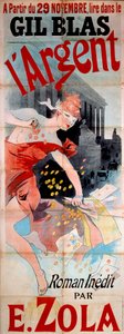 ملصق "L'Argent" لإميل زولا (1840-1902) في "جيل بلاس" بواسطة جول تشيريت