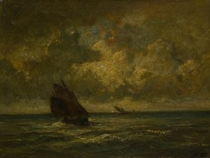زورقان في عاصفة ، 187075. بواسطة جول دوبري