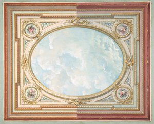 تصميم لسقف من trompe l'oeil sky ، النصف الثاني من القرن التاسع عشر. التأليف: Jules-Edmond-Charles Lachaise ، Eugène-Pierre Gourdet.