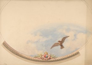 تصميم لسقف مطلي بالغيوم ونسر محلق ، النصف الثاني من القرن التاسع عشر. التأليف: Jules-Edmond-Charles Lachaise ، Eugène-Pierre Gourdet. بواسطة جول إدموند تشارلز لاشيز ويوجين بيير جورديه