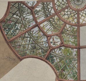 تصميم لسقف مع عمل شبكي وكروم مزهرة ، النصف الثاني من القرن التاسع عشر. التأليف: Jules-Edmond-Charles Lachaise ، Eugène-Pierre Gourdet.