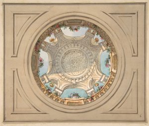 تصميم لسقف مع درابزين trompe l'oeil ، النصف الثاني من القرن التاسع عشر. التأليف: Jules-Edmond-Charles Lachaise ، Eugène-Pierre Gourdet.