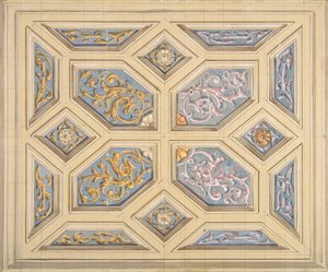تصميم لسقف مزود بغطاء مزخرف بأعمال التمرير ، 1840-97. التأليف: Jules-Edmond-Charles Lachaise ، Eugène-Pierre Gourdet.