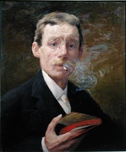 بورتريه ذاتي ، تدخين (غرفة نوم خضراء) 1919