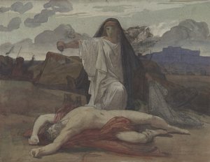 أنتيجون تعطي دفنًا رمزيًا لجسد شقيقها بولينيكس ، 1835-98.