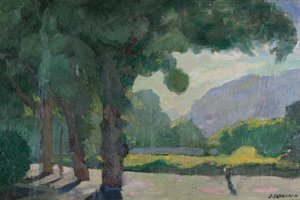 غرونوبل ، منظر مأخوذ من Île Verte 1922 زيت على ورق مقوى بواسطة جول فلاندرين