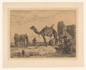 منظر طبيعي مع الجمال عند الخراب في سوس ليه مور دو تهران (بيرس) بواسطة جول جوزيف أوجستين لورينز (توقيع الفنان)