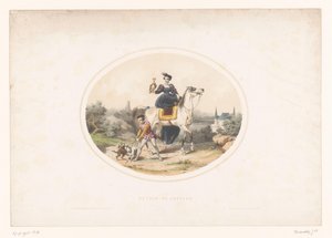 النبيلة مع الصقر على ظهور الخيل إرجاع au château (العنوان على الكائن) بواسطة جوزيف روز ليميرسيه