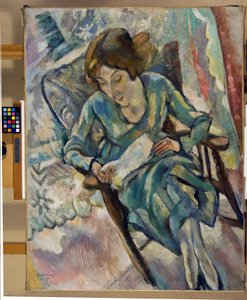 فتاة في القراءة الخضراء ، 1917 بواسطة جول باسين